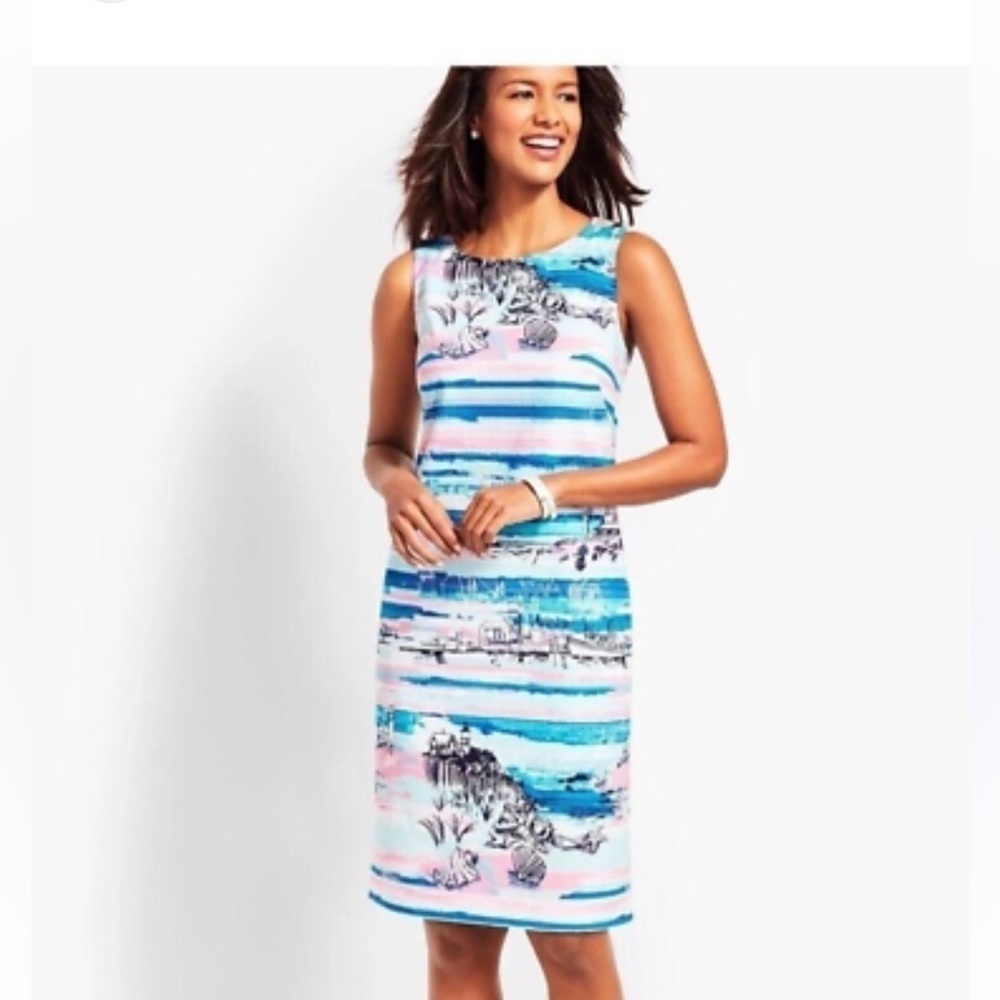 Talbots Seaside Harbor Tank Sheath Dress Beach Front Ocean Size 6P Coastal